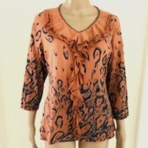 Bam Boo Co Tie Dye Knit top Artsy Style Beaded Nec